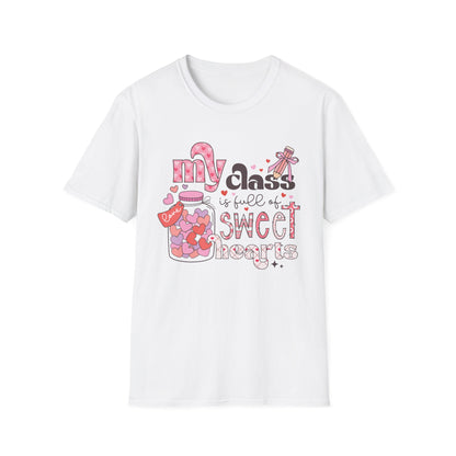 Adorable Teacher Valentine's Day T-Shirt - My Class Is Full of Sweethearts - Cute Love Heart Educator Gift Tee