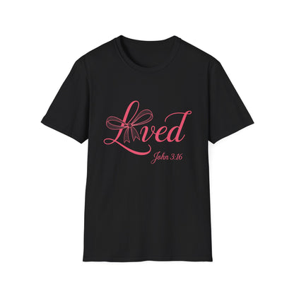 Inspiring 'Loved' John 3:16 Christian T-Shirt for Women - Beautiful Scripture Faith Tee Gift