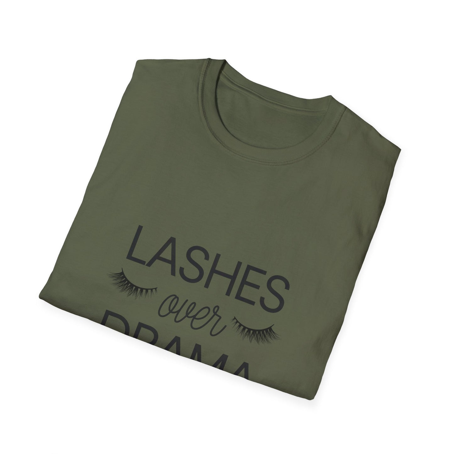 Fabulous "LASHES over DRAMA" T-shirt - Chic Eyelash Design Tee for Makeup Lovers & Beauty Queens - Empowering Gift