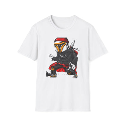 Epic Urban Mandalorian Graffiti Artist T-Shirt | Unique Sci-Fi Street Art Tee | Cool Bounty Hunter Fan Gift