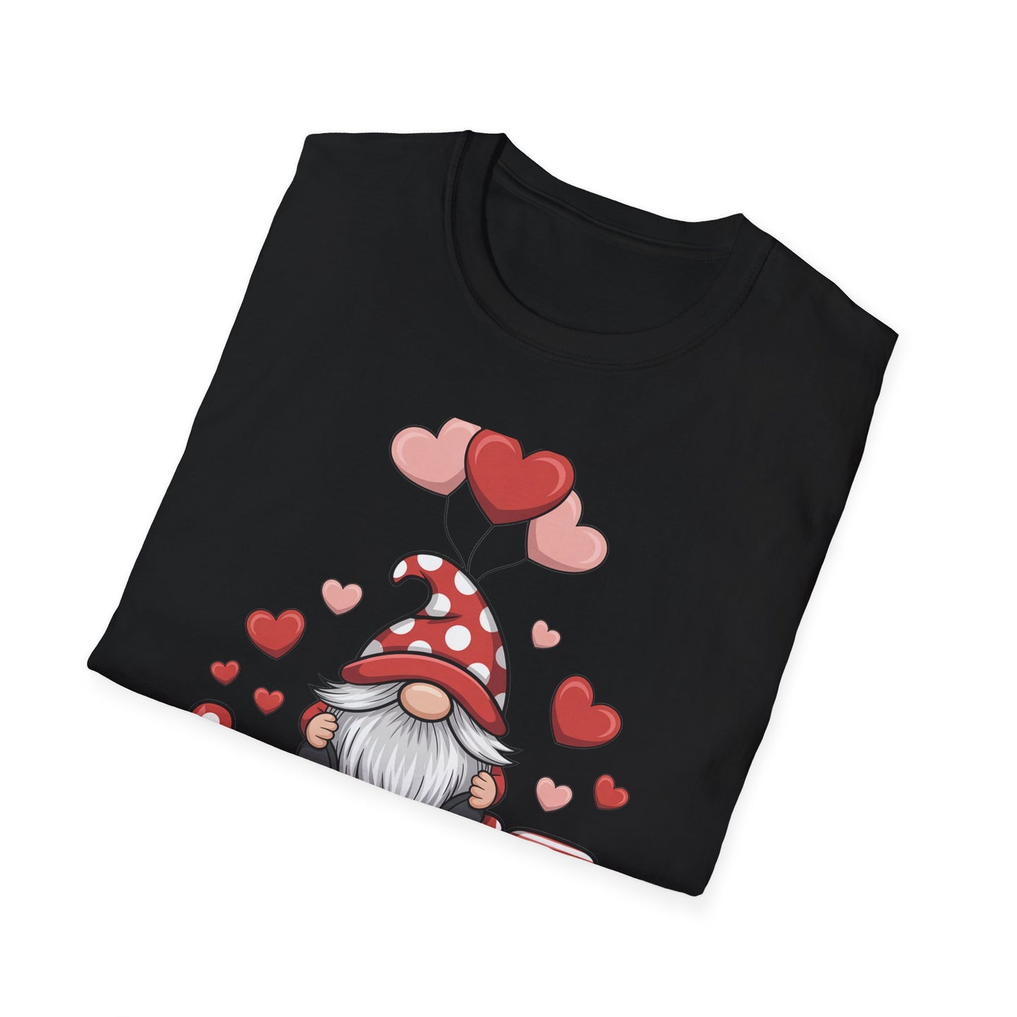Charming Valentine Gnome Love T-Shirt | Cute Heart Design & Polka Dot Hat | Sweet Holiday Gift for Her