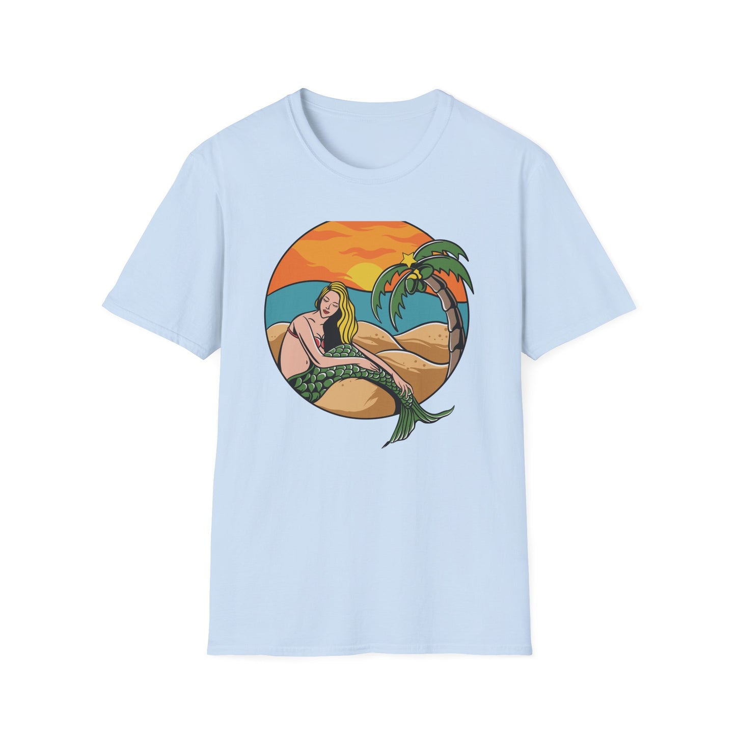 Stunning Mermaid Sunset Beach T-Shirt | Vibrant Tropical Vacation Tee for Women | Dreamy Summer Ocean Vibes