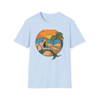 Stunning Mermaid Sunset Beach T-Shirt | Vibrant Tropical Vacation Tee for Women | Dreamy Summer Ocean Vibes