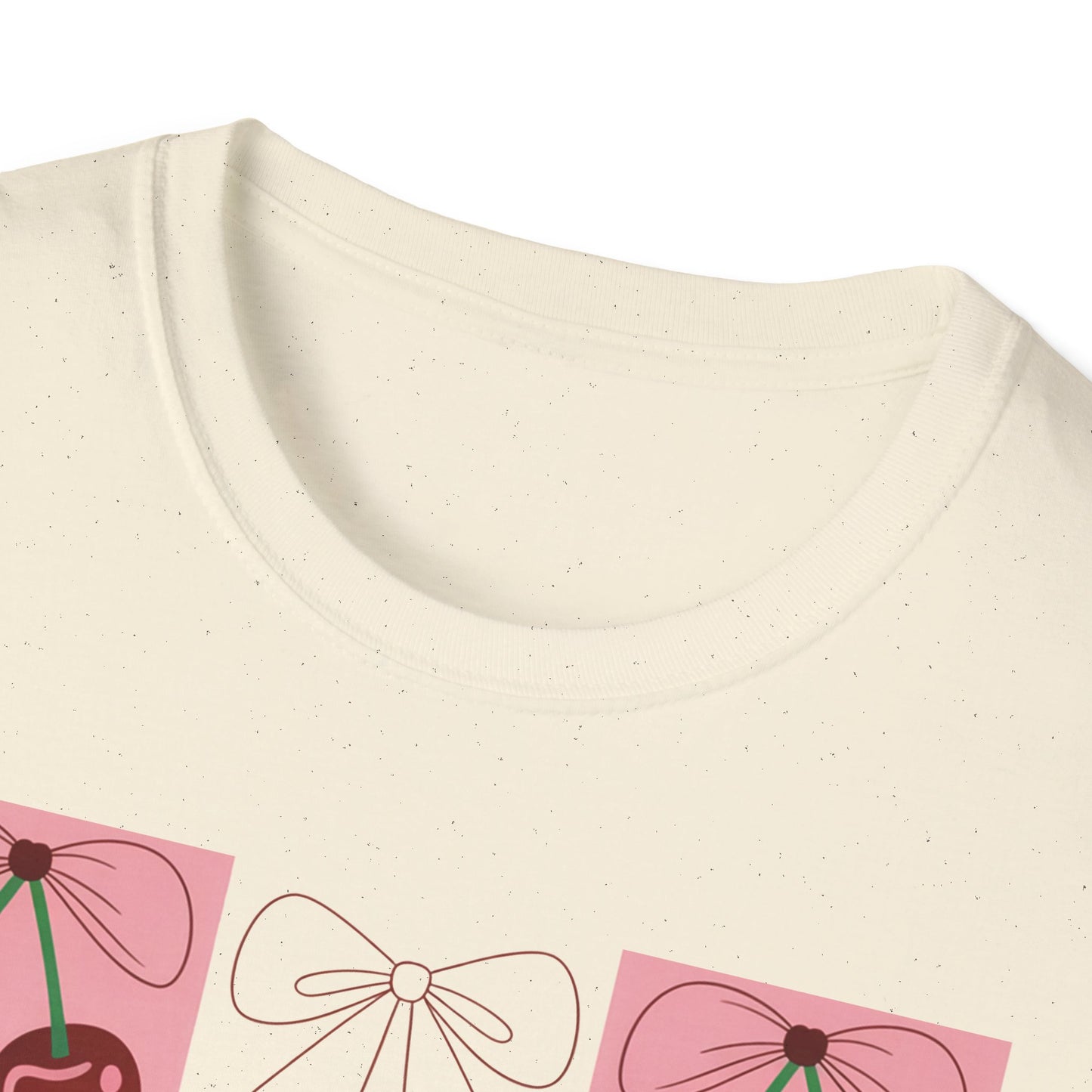 Charming Coquette Cherry Bow T-Shirt | Sweet Pink Aesthetic & Trendy Fruit Pattern Tee for Women