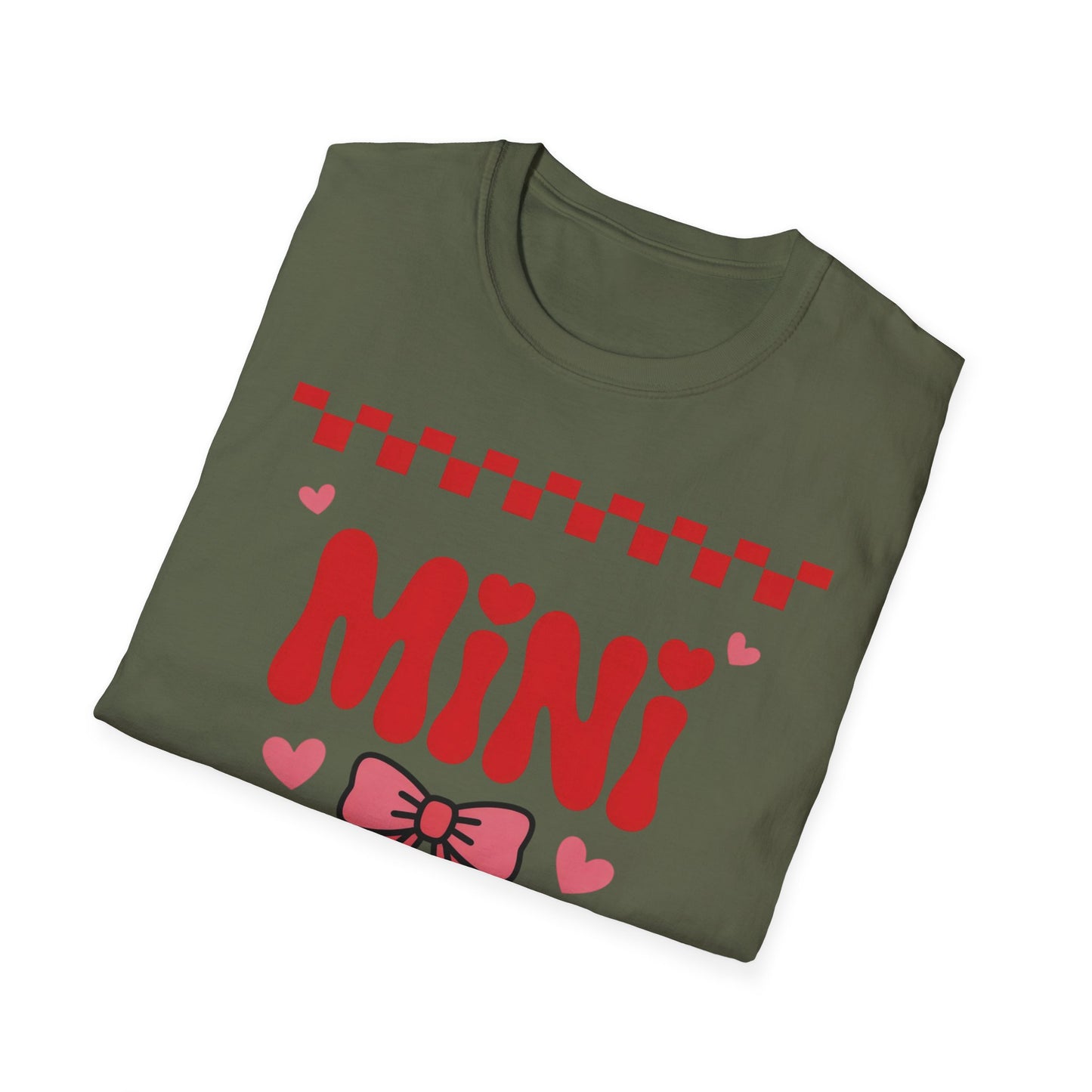 Adorable "MINI" Hearts & Bow T-Shirt | Trendy Checkered Design for Cute Girls & Sweethearts | Perfect Gift Tee