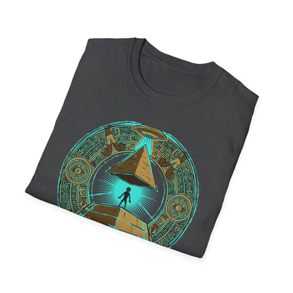 Epic Ancient Aliens T-Shirt: UFO & Pyramids with Aztec Calendar Design | Sci-Fi Mystery & Conspiracy Tee