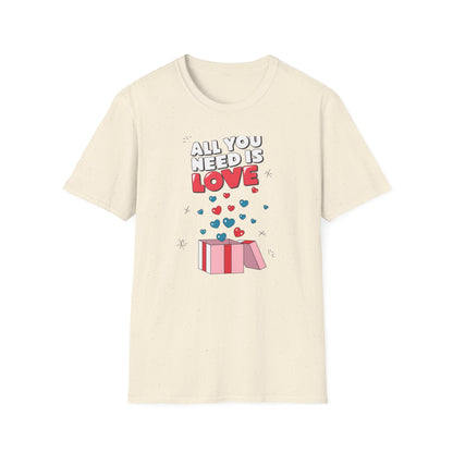 Cute All You Need Is Love T-Shirt | Sweet Heart Gift Box Tee | Romantic Valentine's Day Outfit | Adorable Love Statement Top