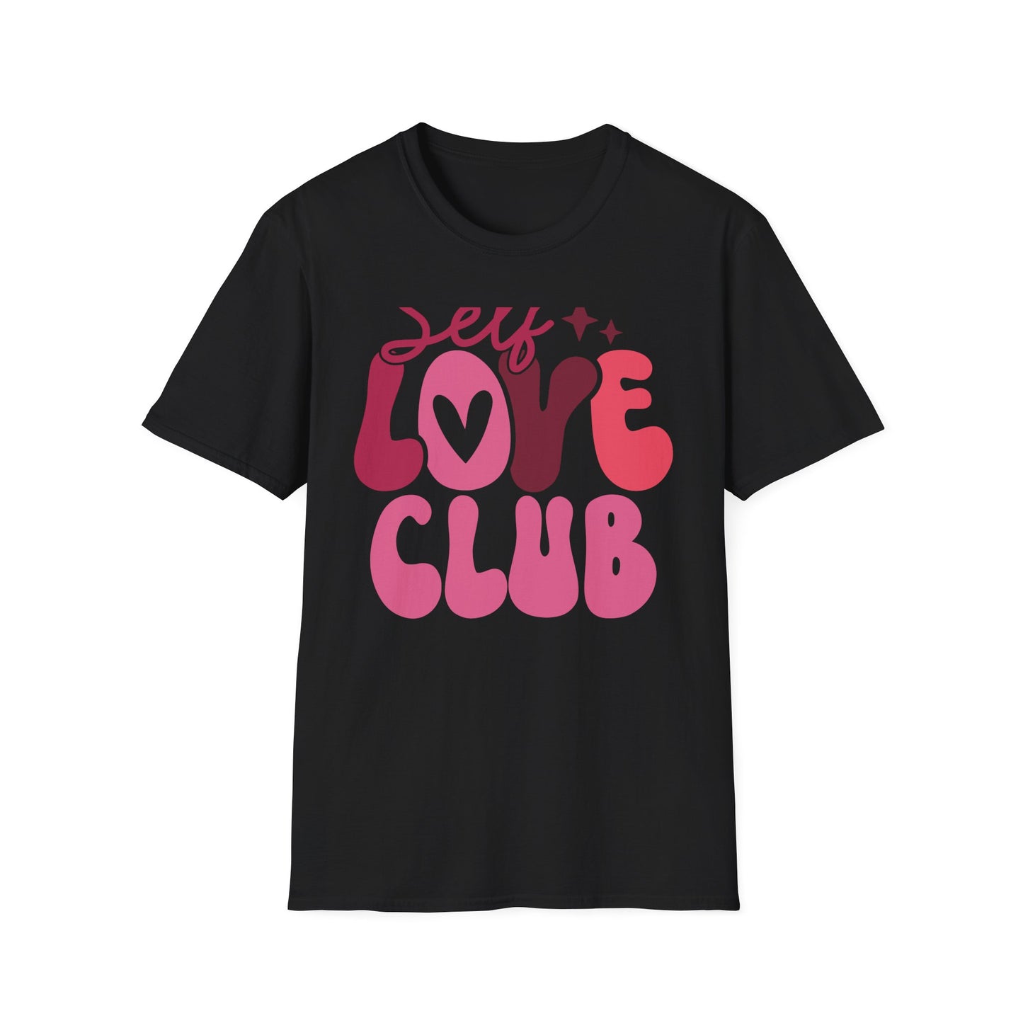 Vibrant Self Love Club T-Shirt | Groovy Retro Heart Design | Empowering Positive Vibes Tee for Women