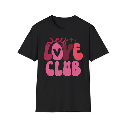 Vibrant Self Love Club T-Shirt | Groovy Retro Heart Design | Empowering Positive Vibes Tee for Women