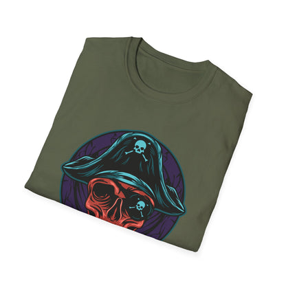 Epic Pirate Skull T-Shirt | Bold Tricorn Hat & Eye Patch Graphic Tee | Unique Adventure Apparel for Pirate Fans