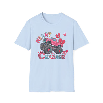 Bold Heart Crusher Monster Truck T-Shirt | Sassy Anti-Valentine's Day Tee | Funny Broken Heart Love Graphic Apparel