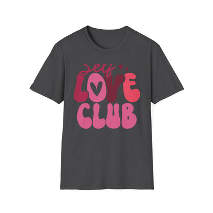 Vibrant Self Love Club T-Shirt | Groovy Retro Heart Design | Empowering Positive Vibes Tee for Women