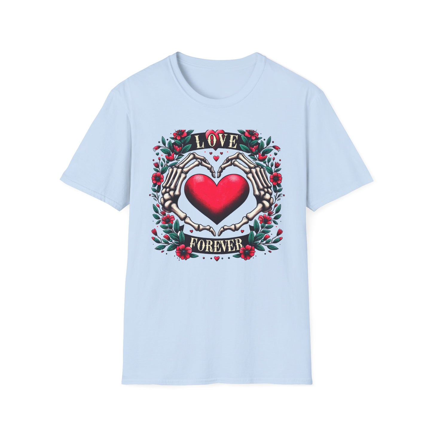 Stunning Love Forever Skeleton Hands Heart T-Shirt | Gothic Romance Till Death Do Us Part Tee | Unique Couple's Gift