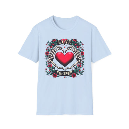 Stunning Love Forever Skeleton Hands Heart T-Shirt | Gothic Romance Till Death Do Us Part Tee | Unique Couple's Gift