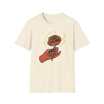 Fiery Rose from Hell T-Shirt - Iconic Dark Romantic Gothic Tee with Inferno Hand & 'FROM HELL FOR YOU' | Edgy Style
