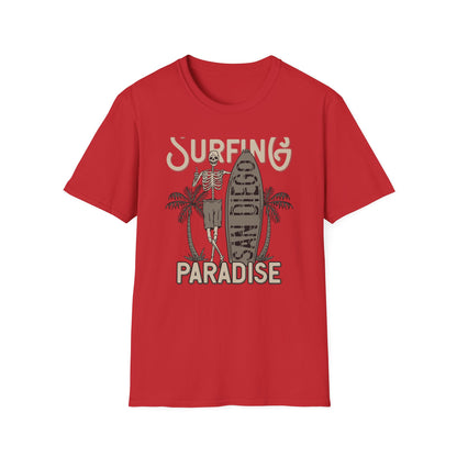 Awesome California Surfing Paradise Skeleton T-Shirt - Vintage Beach Surfer Skull Tee | Epic Summer Vibes