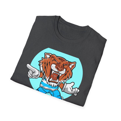 Rad Roaring Tiger Skateboard T-Shirt | Fierce Skater Mascot Graphic Tee for Extreme Style