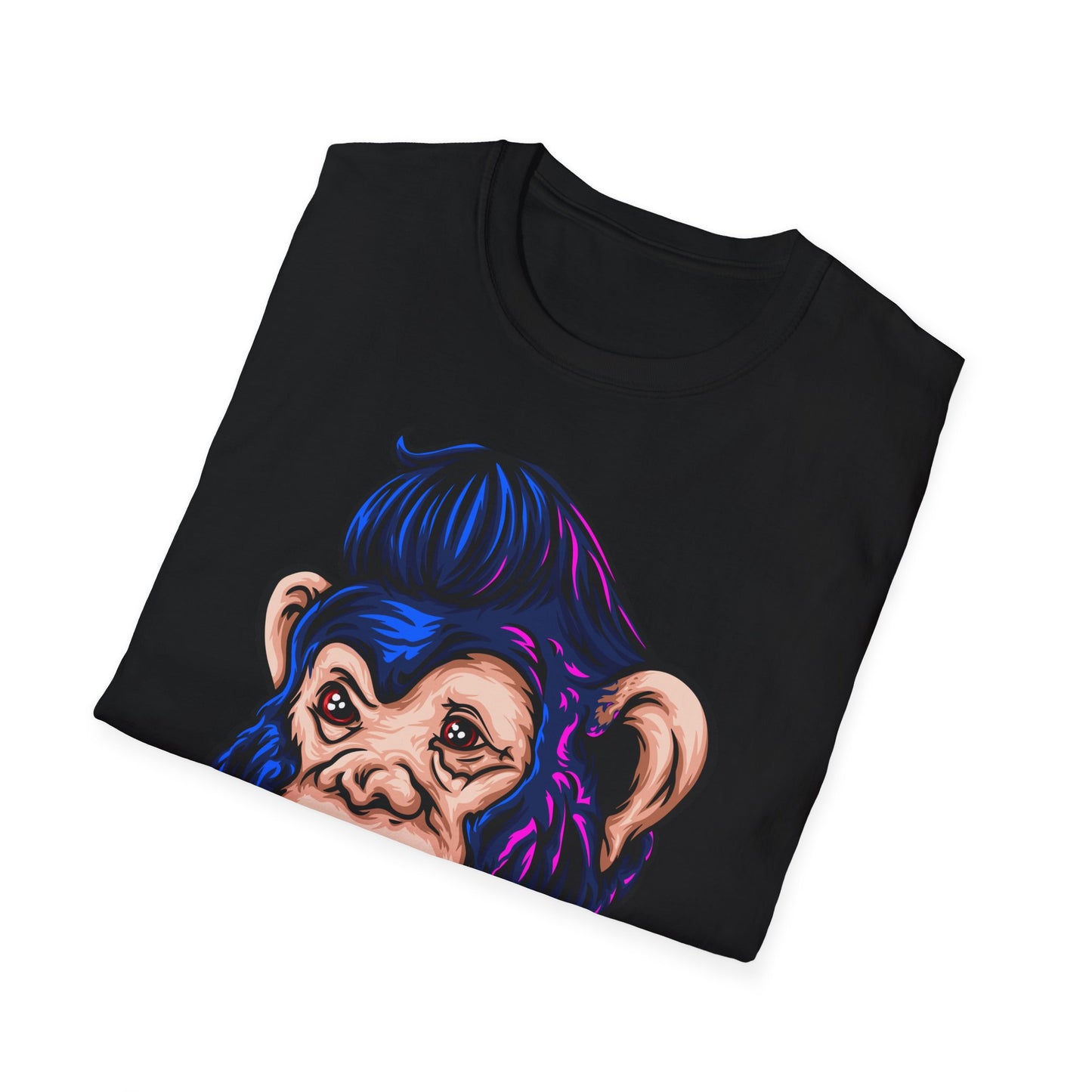 Bold Punk Chimp T-Shirt | Edgy Monkey with Attitude & Rad Pompadour Hair | Unique Streetwear Animal Art Tee
