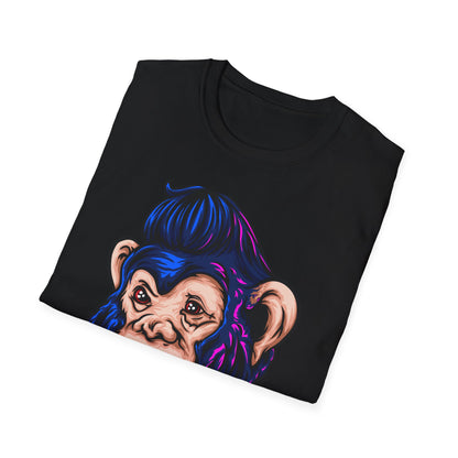 Bold Punk Chimp T-Shirt | Edgy Monkey with Attitude & Rad Pompadour Hair | Unique Streetwear Animal Art Tee