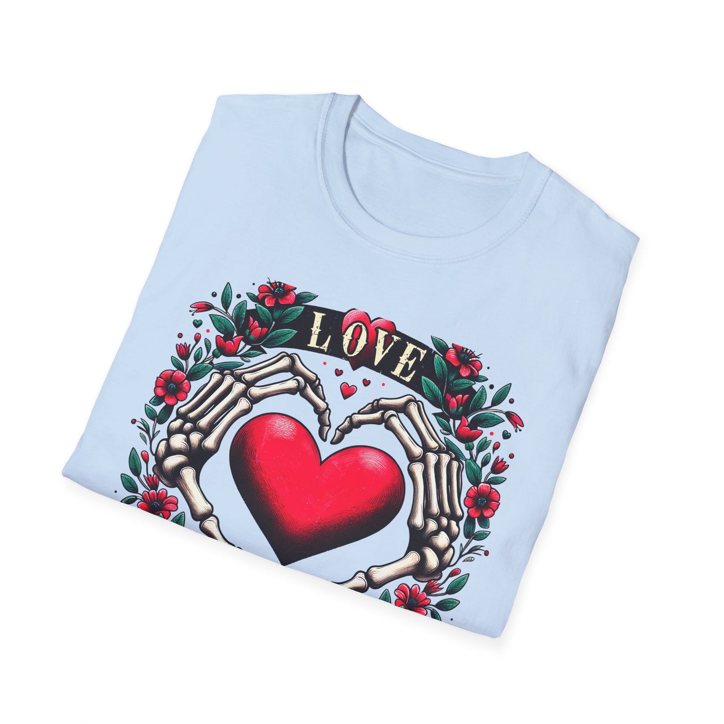 Stunning Love Forever Skeleton Hands Heart T-Shirt | Gothic Romance Till Death Do Us Part Tee | Unique Couple's Gift
