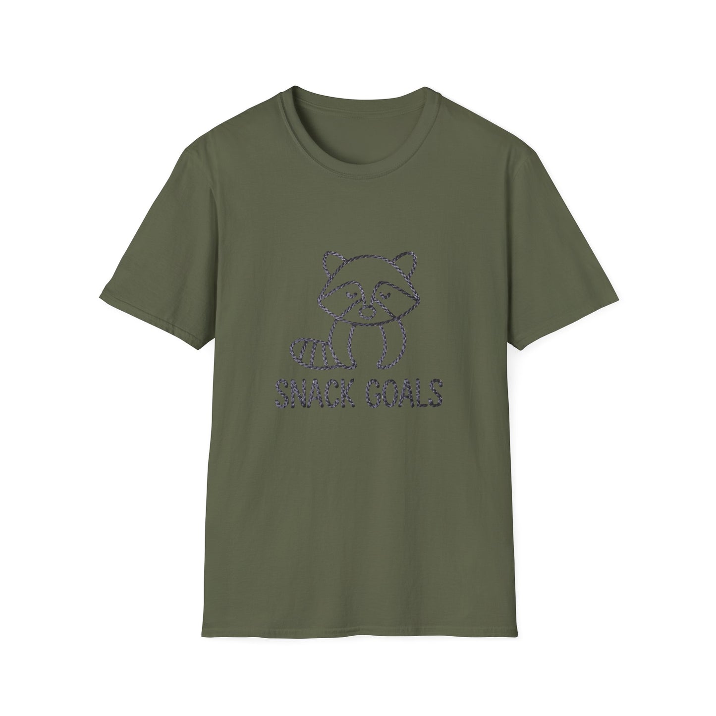 Awesome 'Snack Goals' Raccoon T-Shirt - Unique Braided Graphic Tee for Foodies & Animal Lovers