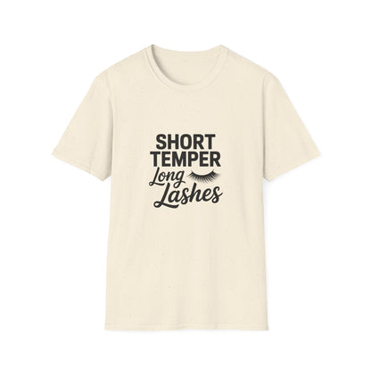 Fierce Short Temper Long Lashes T-Shirt | Sassy Women's Funny Beauty Quote Tee | Perfect Gift for Her, Trendy Attitude Top