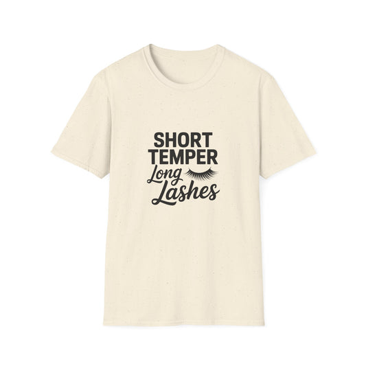 Fierce Short Temper Long Lashes T-Shirt | Sassy Women's Funny Beauty Quote Tee | Perfect Gift for Her, Trendy Attitude Top