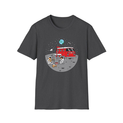 Epic Moon Camping T-Shirt: Astronauts, Space Van & Music Adventure Tee | Unique Cosmic Lover Gift