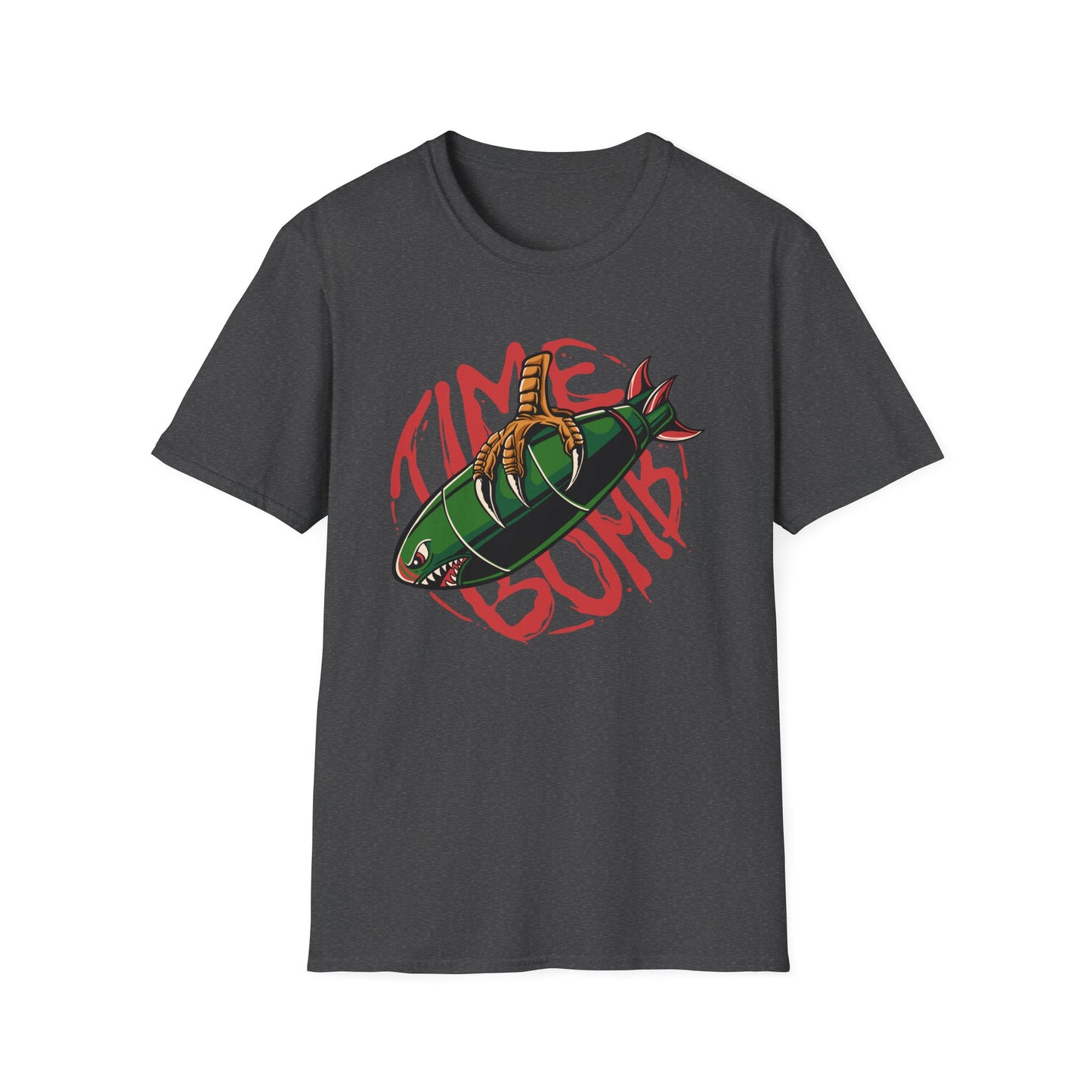 Bold Time Bomb Shark Missile T-Shirt | Edgy Tattoo Style Graphic Tee | Unleash Your Unique Statement