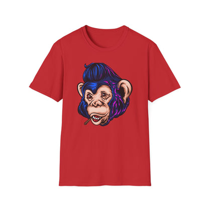 Bold Punk Chimp T-Shirt | Edgy Monkey with Attitude & Rad Pompadour Hair | Unique Streetwear Animal Art Tee