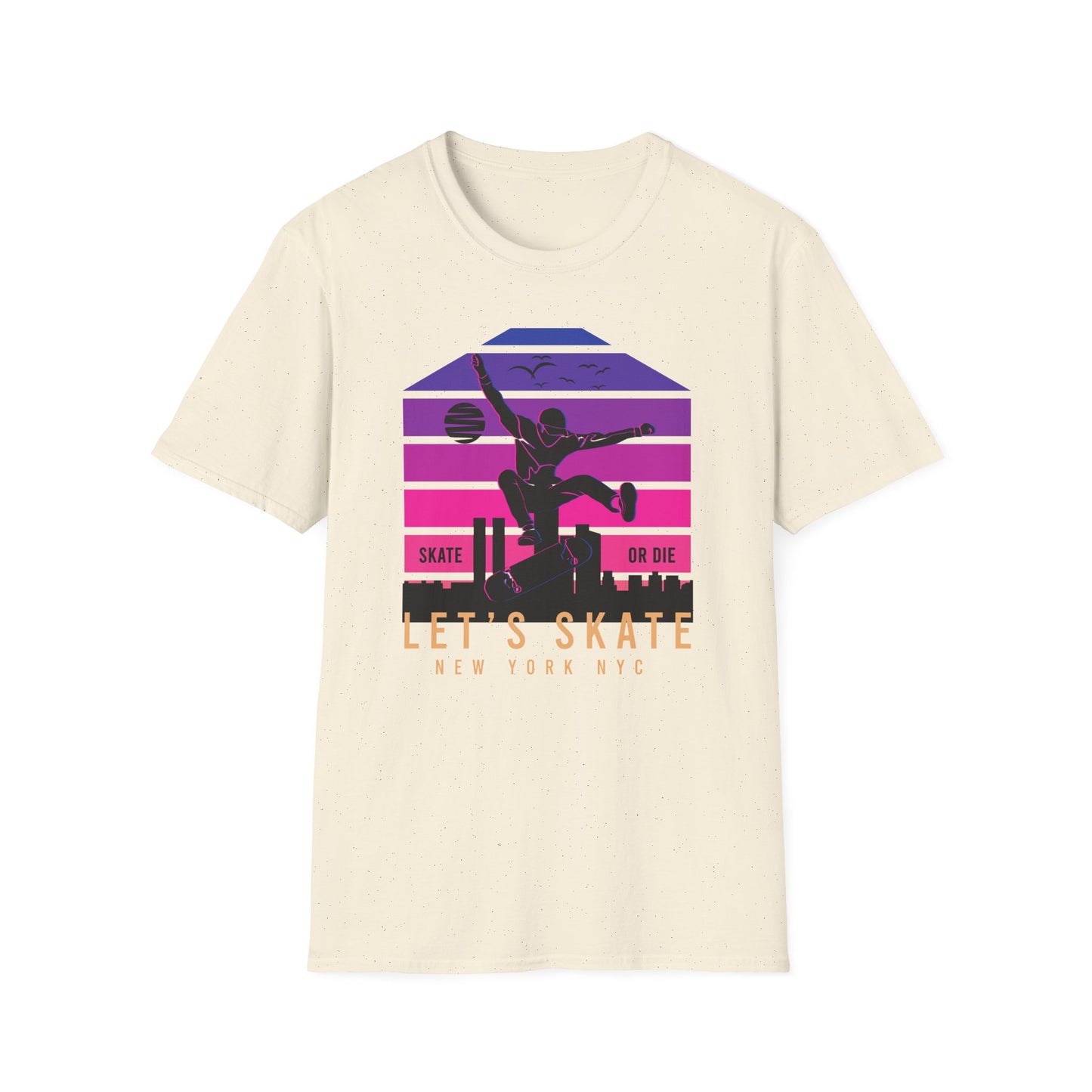 Epic Retro NYC Skater T-Shirt | Vibrant “Skate or Die” Urban Streetwear Tee for Skateboarders & Style Lovers