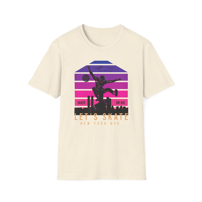 Epic Retro NYC Skater T-Shirt | Vibrant “Skate or Die” Urban Streetwear Tee for Skateboarders & Style Lovers
