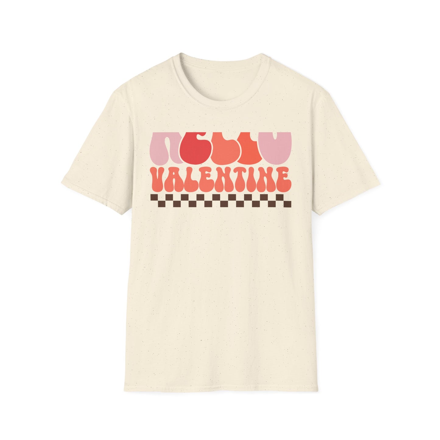 Groovy Hello Valentine T-Shirt - Retro 70s Style Tee with Checkerboard Print | Trendy Valentine's Day Gift for Her
