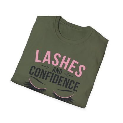 Empowering Lashes & Confidence Only T-Shirt | Chic Beauty Lover Tee Gift for Lash Techs & Women