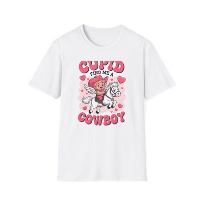 Adorable Cupid Find Me A Cowboy T-Shirt - Cute Valentine's Day Western Love Tee | Funny Rodeo Romance Shirt for Women