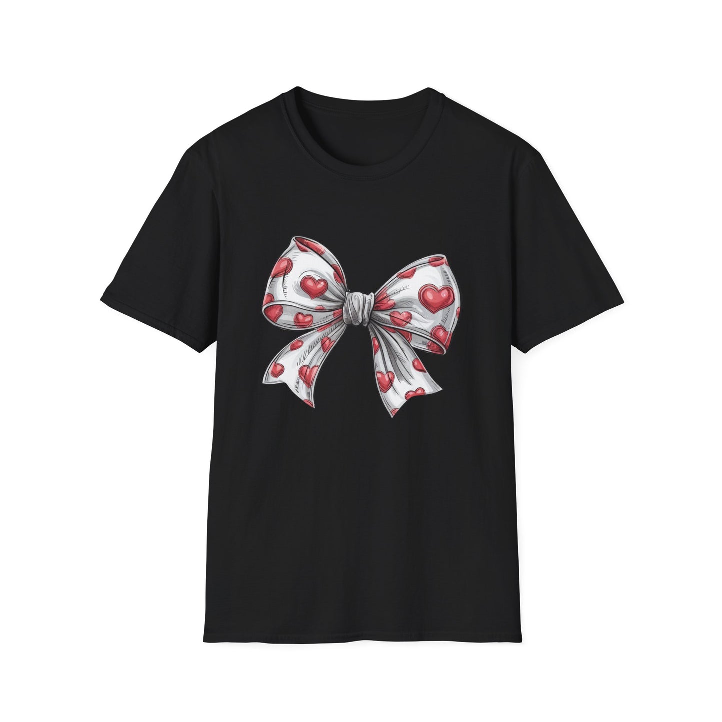 Charming Red Heart Bow T-Shirt - Sweet Valentine's Day & Love Graphic Tee for Women & Girls