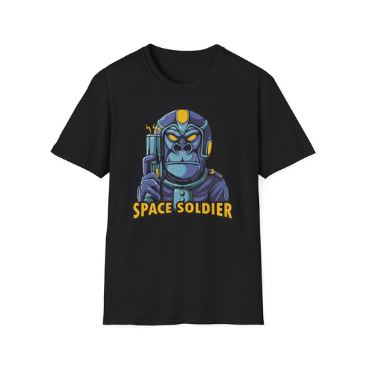 Epic Space Soldier Gorilla T-Shirt: Fierce Sci-Fi Ape Blaster Tee - Galactic Warrior Graphic for Gamers & Sci-Fi Fans