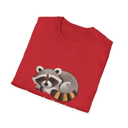 Adorable "Snack Fueled" Sleeping Raccoon T-Shirt | Cozy Animal Lover Tee - Perfect Funny Gift for Foodies & Nappers!
