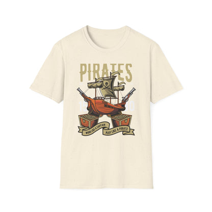 Bold Pirate Ship & Treasure T-Shirt | Work Like A Captain Play Like A Pirate Tee | Epic Adventure Lover Gift