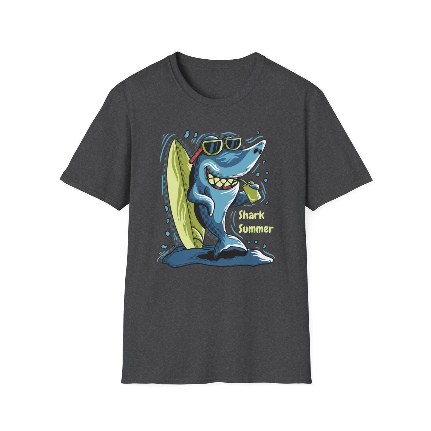 Chill Shark Summer Surfer T-Shirt | Funny Beach Vacation & Ocean Lover Tee | Awesome Ocean Vibes Gift for Men & Women