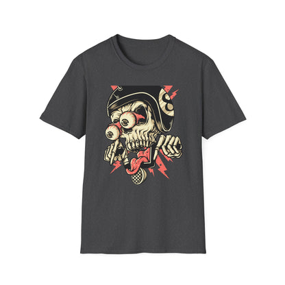 Epic 8-Ball Biker Skull T-Shirt | Spiked Helmet & Popping Eyes Graphic Tee | Unique Grunge Rocker Style Apparel