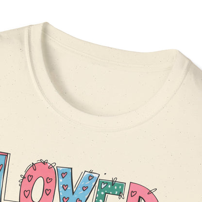 Vibrant Loved John 3:16 T-Shirt | Christian Faith Cross Hearts Tee | Uplifting Scripture Apparel for Women & Believers
