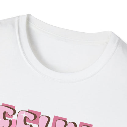 Feeling Lucky Groovy T-Shirt | Pink Heart Dice Retro Aesthetic Tee | Trendy Y2K Cute Sparkling Top for Women & Teens