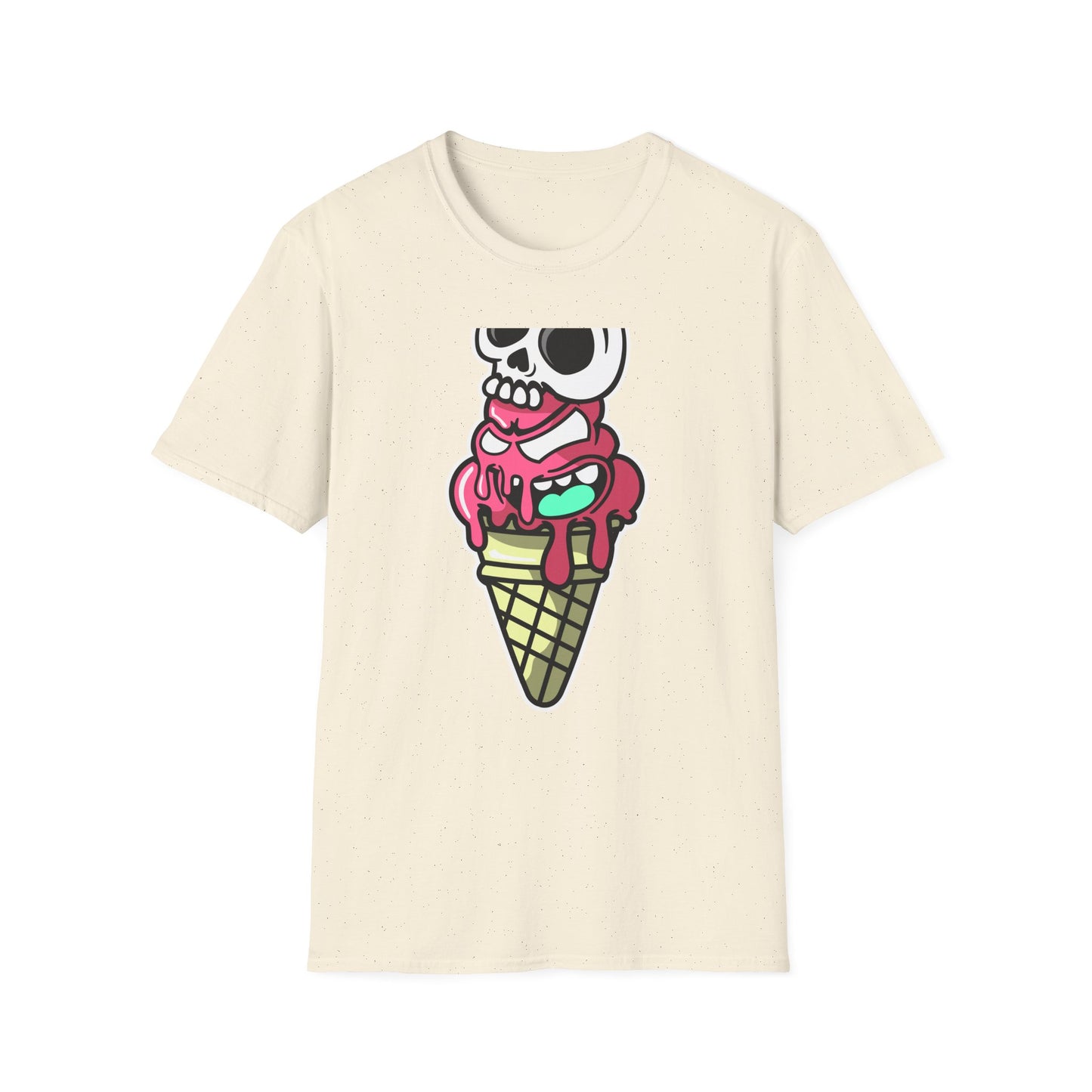 Spooky Sweet Skull Ice Cream Cone T-Shirt - Edgy Monster Dessert Tee for Goth & Punk Fans | Unique & Cool