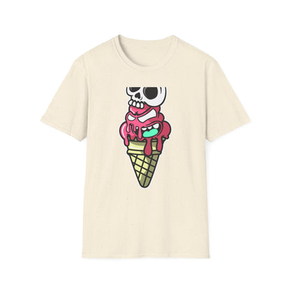 Spooky Sweet Skull Ice Cream Cone T-Shirt - Edgy Monster Dessert Tee for Goth & Punk Fans | Unique & Cool