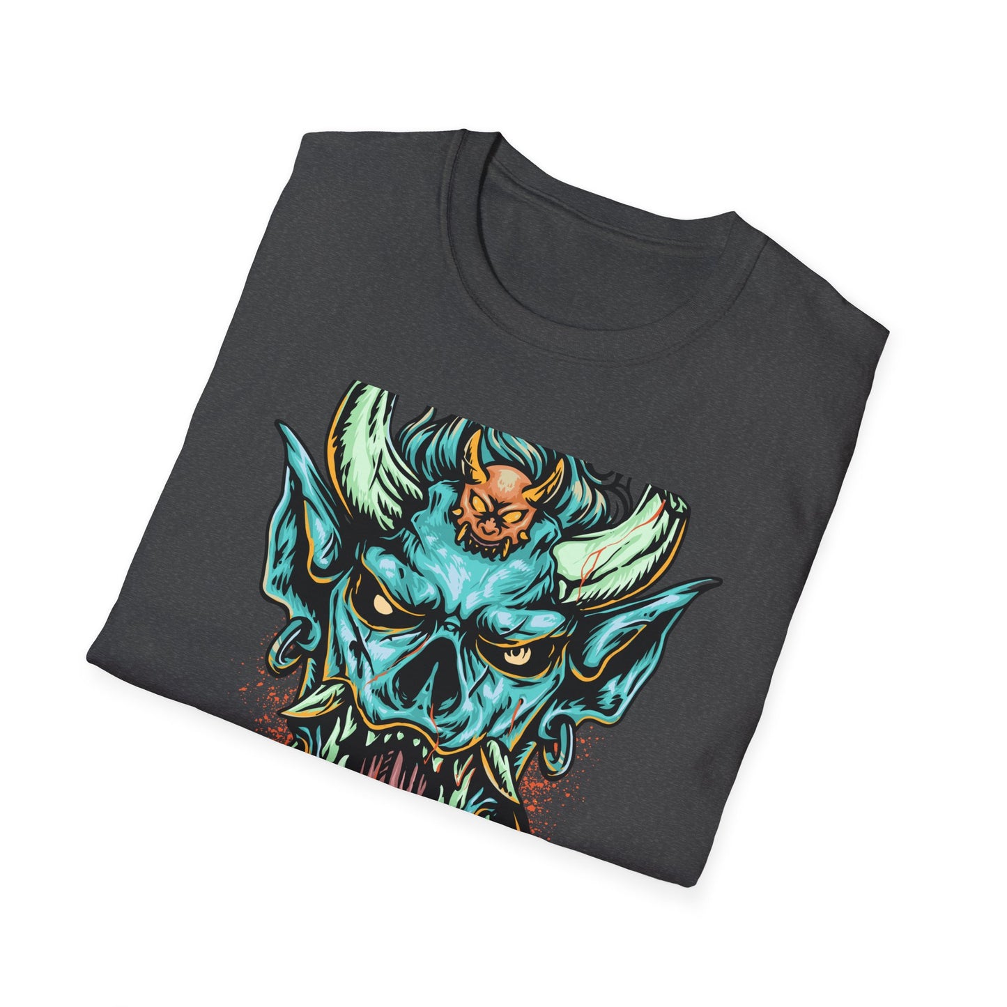 Fierce Oni Demon Mask T-Shirt | Vibrant Mythical Beast Graphic Tee | Unleash Your Bold & Edgy Style