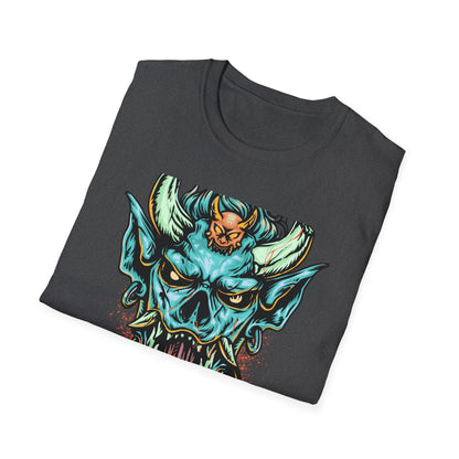 Fierce Oni Demon Mask T-Shirt | Vibrant Mythical Beast Graphic Tee | Unleash Your Bold & Edgy Style
