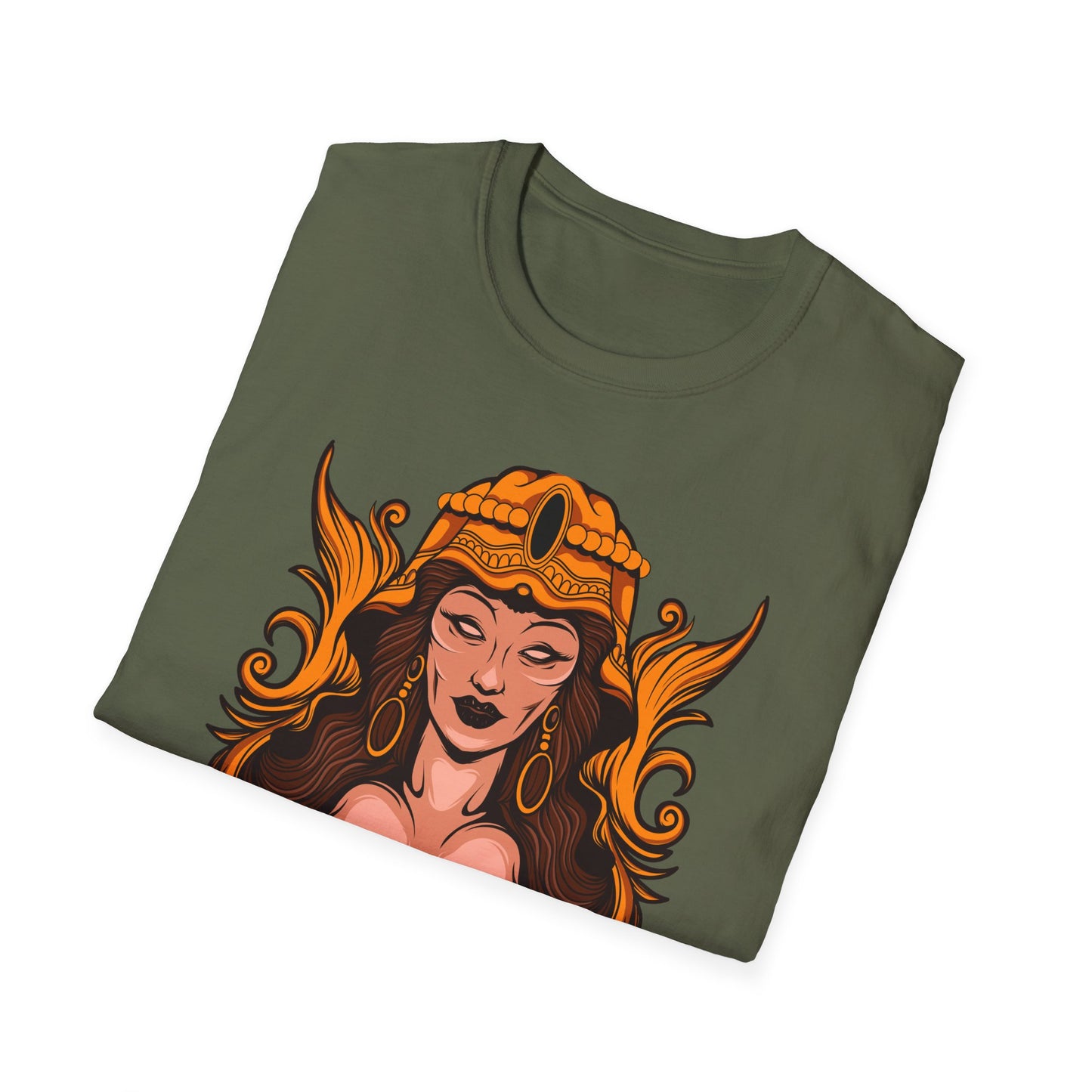 Stunning Golden Empress T-Shirt | Mystical Ancient Queen Apparel for Women | Ornate Fantasy Art Tee