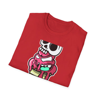Spooky Sweet Skull Ice Cream Cone T-Shirt - Edgy Monster Dessert Tee for Goth & Punk Fans | Unique & Cool