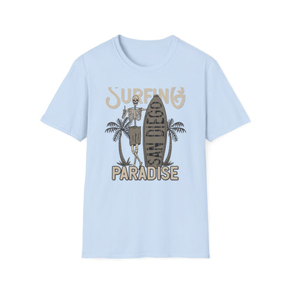 Awesome California Surfing Paradise Skeleton T-Shirt - Vintage Beach Surfer Skull Tee | Epic Summer Vibes